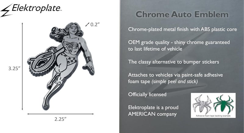 Elektroplate Vintage Wonder Woman Chrome Auto Emblem - Image 3
