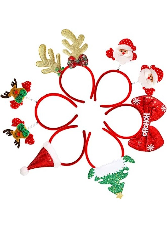 GOGOGO 12 Pieces Christmas Headbands Christmas Parties Favors Decoration Supplies Xmas Gifts Photo Booth Xmas Tree Snowman Reindeer Antlers Santa Hat - Image 2