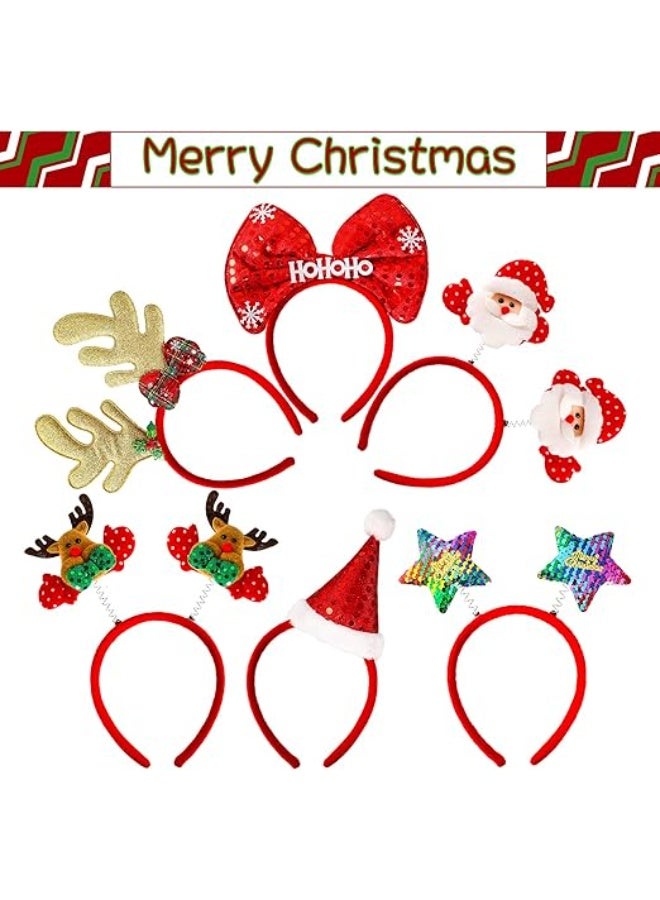GOGOGO 12 Pieces Christmas Headbands Christmas Parties Favors Decoration Supplies Xmas Gifts Photo Booth Xmas Tree Snowman Reindeer Antlers Santa Hat - Image 4