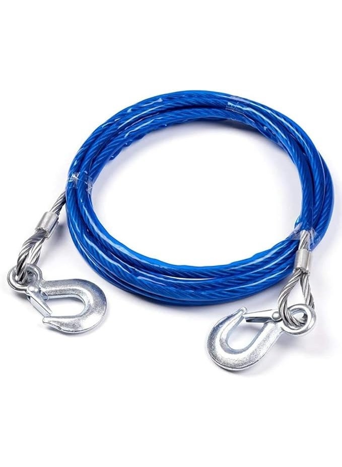 Heavy Duty Steel Wire Towing Rope - High-Strength Emergency Recovery Cable with Reinforced Safety Hooks - Professional Hauling Line for Cars and SUVs - Image 1