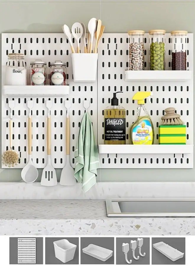 أبيكس الواح ربط للجدران مجموعة تخزين حائط من اندجوجو عبوة قطعتين مقاس 30 × سم المعدن عرض مثبتة على الحائط خطافات بيغبورد لغرفة النوم والمنزل والمكتب والحمام - Image 2