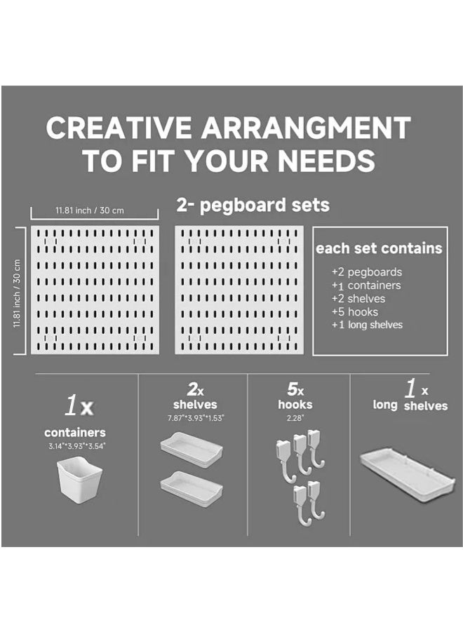 أبيكس الواح ربط للجدران مجموعة تخزين حائط من اندجوجو عبوة قطعتين مقاس 30 × سم المعدن عرض مثبتة على الحائط خطافات بيغبورد لغرفة النوم والمنزل والمكتب والحمام - Image 5
