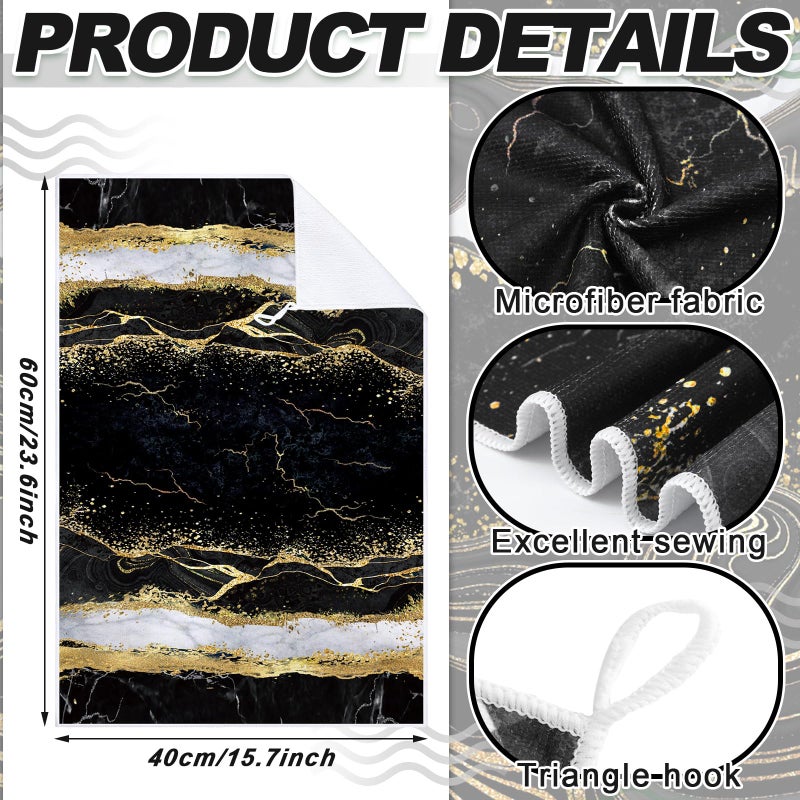 Geyoga 4 Pcs Marble Kitchen Towels Black and Gold Bathroom Hand Towels Absorbent Marble Tea Washcloths for Spring Bathroom Decor Kitchen Accessories Gifts - Image 5