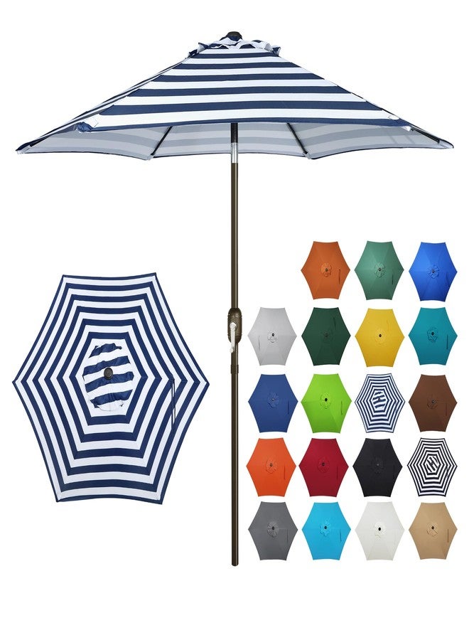 Blissun 7.5 ft Patio Umbrella, Yard Umbrella Push Button Tilt Crank (Blue&White) - Image 1