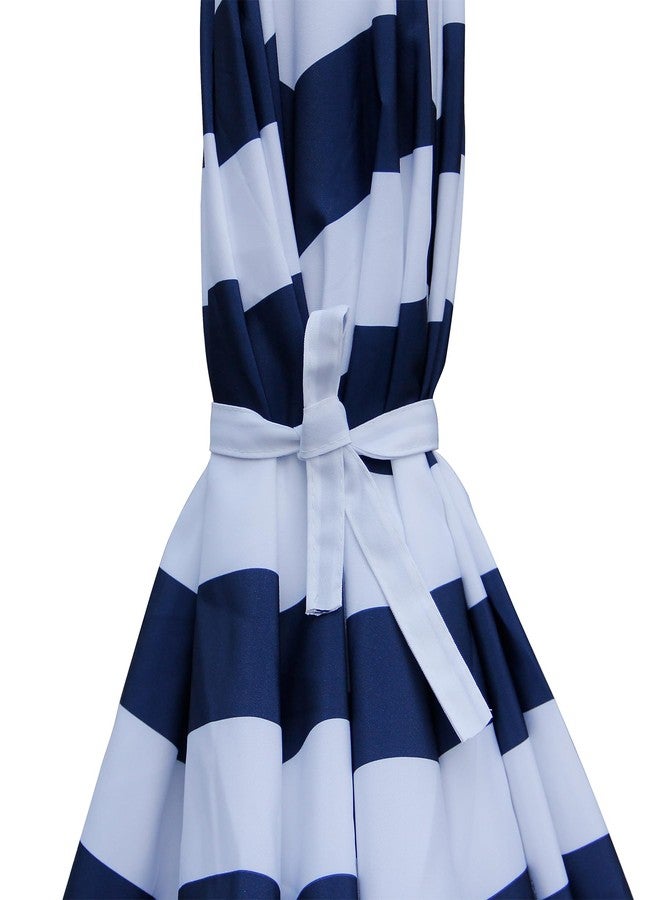 Blissun 7.5 ft Patio Umbrella, Yard Umbrella Push Button Tilt Crank (Blue&White) - Image 4
