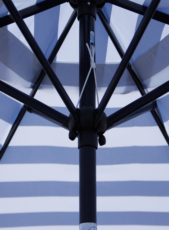Blissun 7.5 ft Patio Umbrella, Yard Umbrella Push Button Tilt Crank (Blue&White) - Image 3