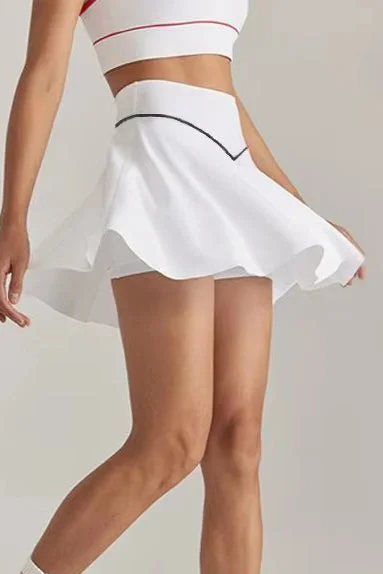 SVL White High-Waist Skirt with Inner Shorts and Hidden Pocket - White - SVL for Women | Best Price UAE