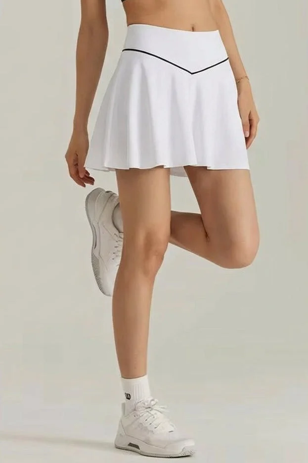 SVL High-Waist Skirt with Inner Shorts and Hidden Pocket - White - SVL