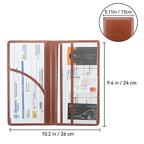 Miunice Car Registration and Insurance Holder, Premium Pu Leather Vehicle Glove Box Organizer - for Driver License, Cards & Essential Documents (L-Brown) - Image 2