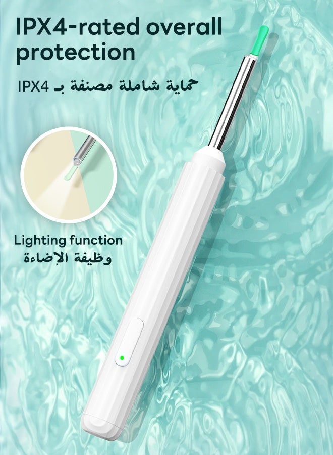 نفس أداة تنظيف الأذن اللاسلكية لإزالة شمع الأذن مع ضوء LED و12 رأس سيليكون قابلة للاستبدال والغسل، طقم تنظيف الأذن مع بطارية 130 مللي أمبير للهواتف الذكية، هدية عيد ميلاد للنساء والرجال - Image 5