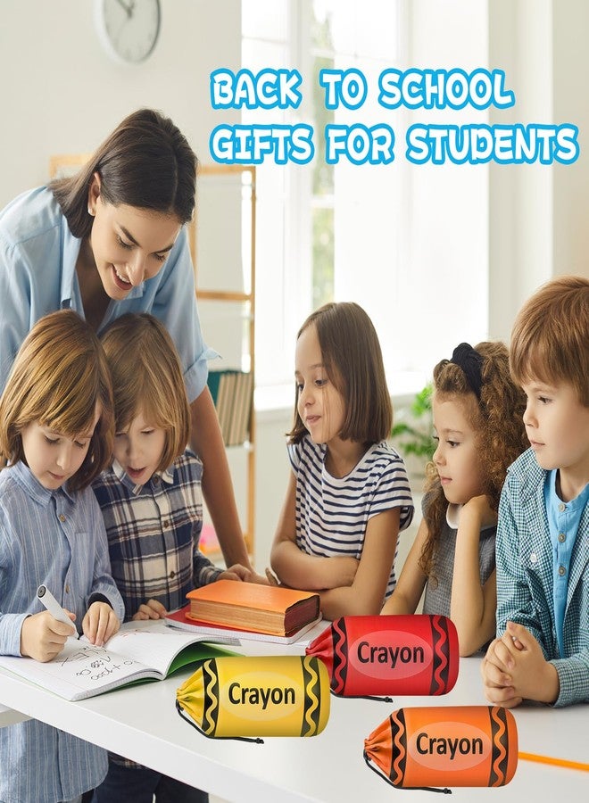 Demonwer 24 Pcs Crayon Drawstring Bags 11.8×4 Inch Back to School Gift Decoration 6 Colors Rainbow Reusable Treat Bags for Back to School Classroom Party Favor - Image 5