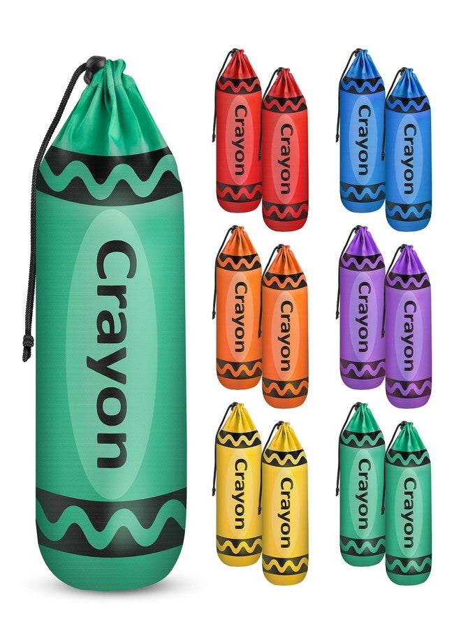Demonwer 24 Pcs Crayon Drawstring Bags 11.8×4 Inch Back to School Gift Decoration 6 Colors Rainbow Reusable Treat Bags for Back to School Classroom Party Favor - Image 1