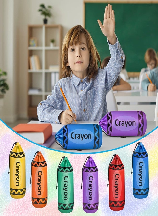 Demonwer 24 Pcs Crayon Drawstring Bags 11.8×4 Inch Back to School Gift Decoration 6 Colors Rainbow Reusable Treat Bags for Back to School Classroom Party Favor - Image 4