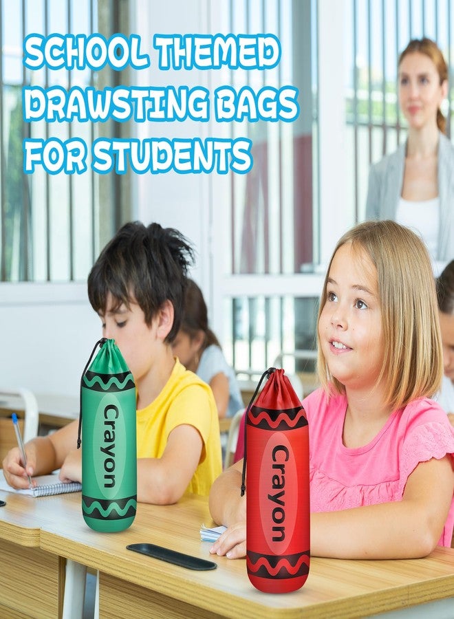 Demonwer 24 Pcs Crayon Drawstring Bags 11.8×4 Inch Back to School Gift Decoration 6 Colors Rainbow Reusable Treat Bags for Back to School Classroom Party Favor - Image 3