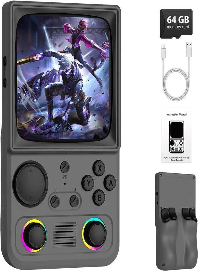 AQHH R36TMAX Retro Handheld Game Console, Portable Retro Gaming Console with 4.0” CRT-Inspired Screen, 4000mAh Arcade Classics, Supports Multiple Emulators, WiFi Network Battling, 64GB (Gray) - Image 1