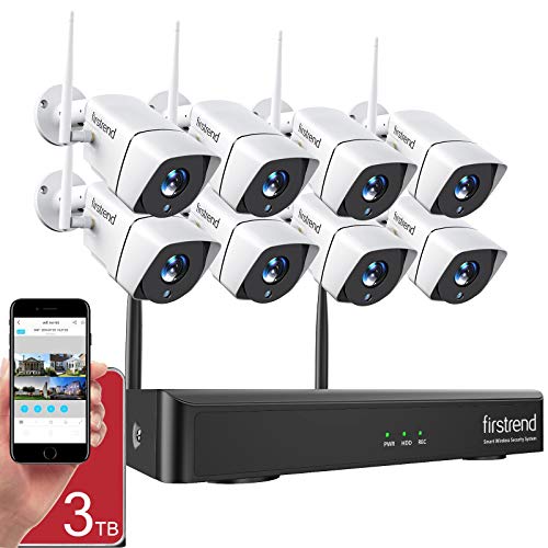 firstrend 1080P Wireless Security Camera System, Firstrend 8CH Wireless NVR System with 8 pcs 1080P HD Security Camera and 3TB Hard Drive Pre-Installed, CCTV P2P for Indoor Outdoor for Home - Image 1