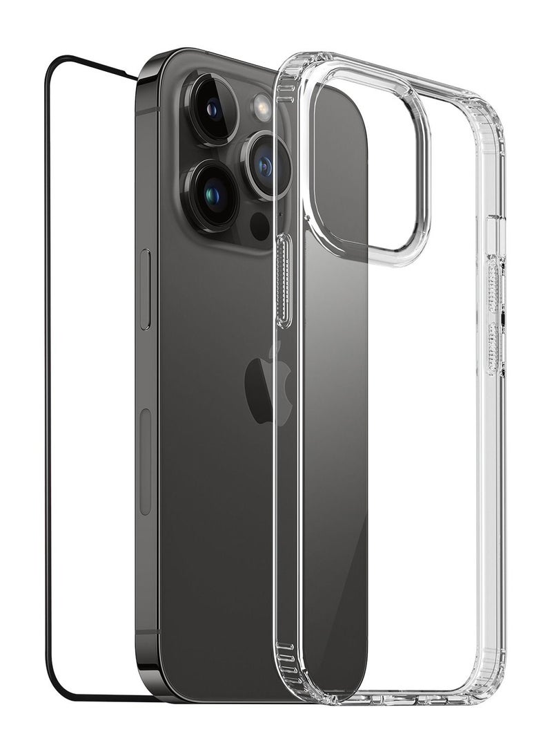 Moxedo Lite Crystal-Clear Protective Case with 9H Tempered Glass Screen Protector Compatible for iPhone 14 Pro Max - Image 1