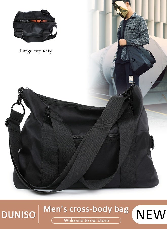 DUNISO حقيبة رسول للرجال حقيبة كمبيوتر محمول مقاومة للماء حقائب عادية للرجال حقيبة كمبيوتر مدرسية كبيرة مكتب العمل حقيبة الموضة حقيبة كتف كروسبودي حقيبة الصالة الرياضية أسود - Image 1