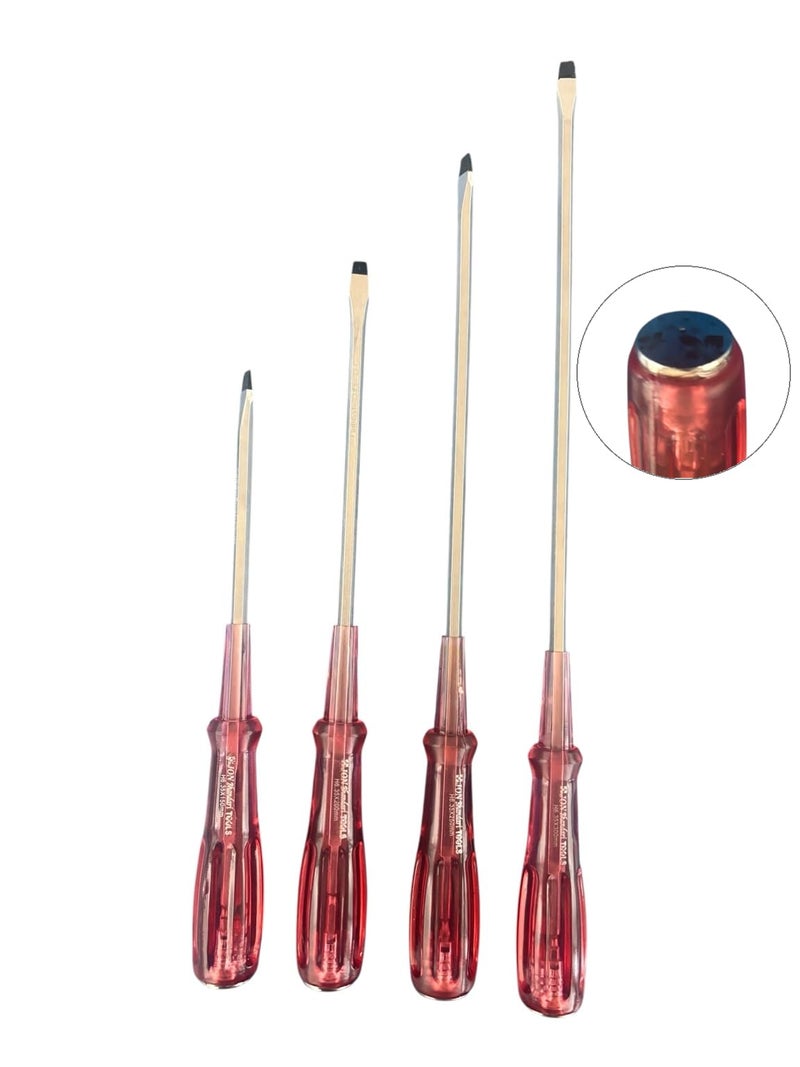 Jon Bhandari Tools 150mm, 200mm, 250mm, 300mm Hammering Screwdriver Set with Striking Head – Heavy Duty Flat Head Screwdriver for Home, Electrical, DIY & Professional Use - Image 2