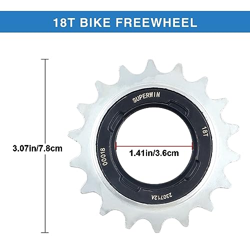 ZUKKA Single-Speed Bike Freewheel,18 Teeth Bicycle Flywheel,Compatible 1/2 x 1/8 One-Speed Cycling Replacement Accessory - Image 2