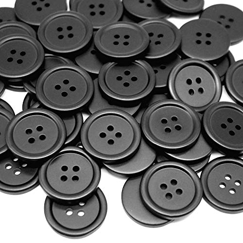 Raydodo 50 PCS 25mm 1 Inch Buttons Large Matte Black Buttons 4 Hole Round Sewing Buttons Spray Colored Craft Buttons for Crafts and Handmade Repair Clothing - Image 1