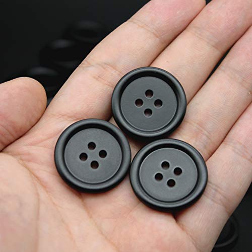 Raydodo 50 PCS 25mm 1 Inch Buttons Large Matte Black Buttons 4 Hole Round Sewing Buttons Spray Colored Craft Buttons for Crafts and Handmade Repair Clothing - Image 5
