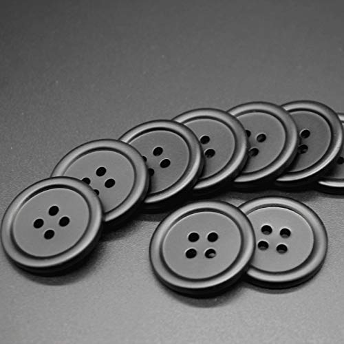 Raydodo 50 PCS 25mm 1 Inch Buttons Large Matte Black Buttons 4 Hole Round Sewing Buttons Spray Colored Craft Buttons for Crafts and Handmade Repair Clothing - Image 3