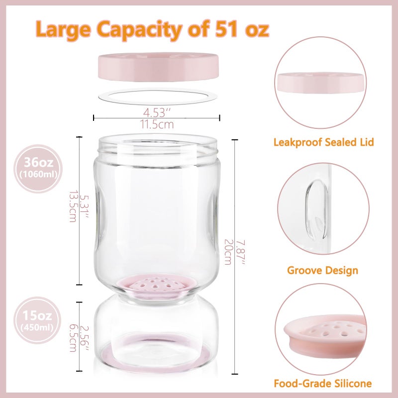 ZENS Pickle Jar with Strainer Flip  51oz Pickle Container Pickle Juice Separator Hourglass Jar for Olive Keeper  Leakproof Glasss Pickle Holder Jars for Pickling Dill Sliced Storage  Gifts for Mom - Image 3