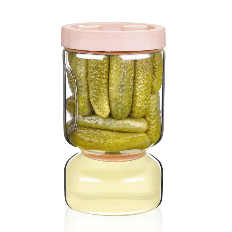 ZENS Pickle Jar with Strainer Flip  51oz Pickle Container Pickle Juice Separator Hourglass Jar for Olive Keeper  Leakproof Glasss Pickle Holder Jars for Pickling Dill Sliced Storage  Gifts for Mom - Image 1