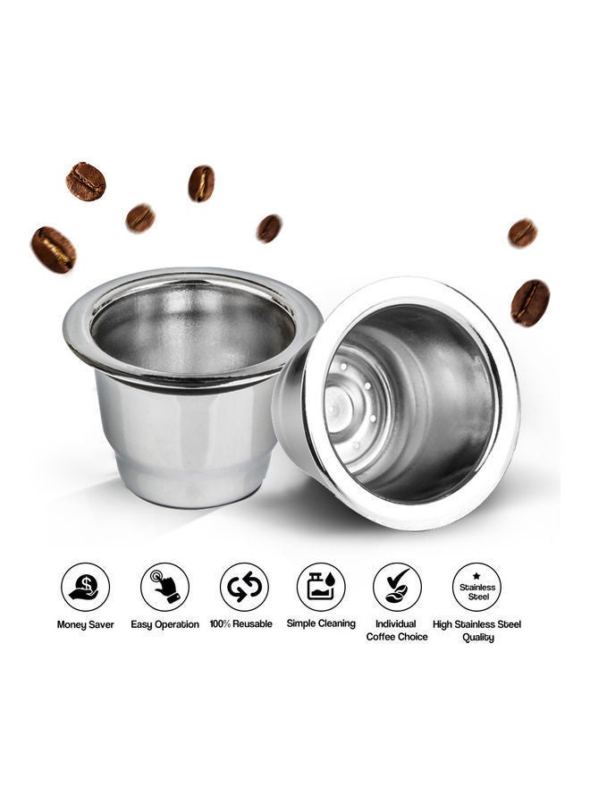 NIBEMINENT Stainless Steel Refillable Milk Foam Pod Wit Disposable Aluminium Foil Cover Silver 10x5.5x5.5cm - Image 1