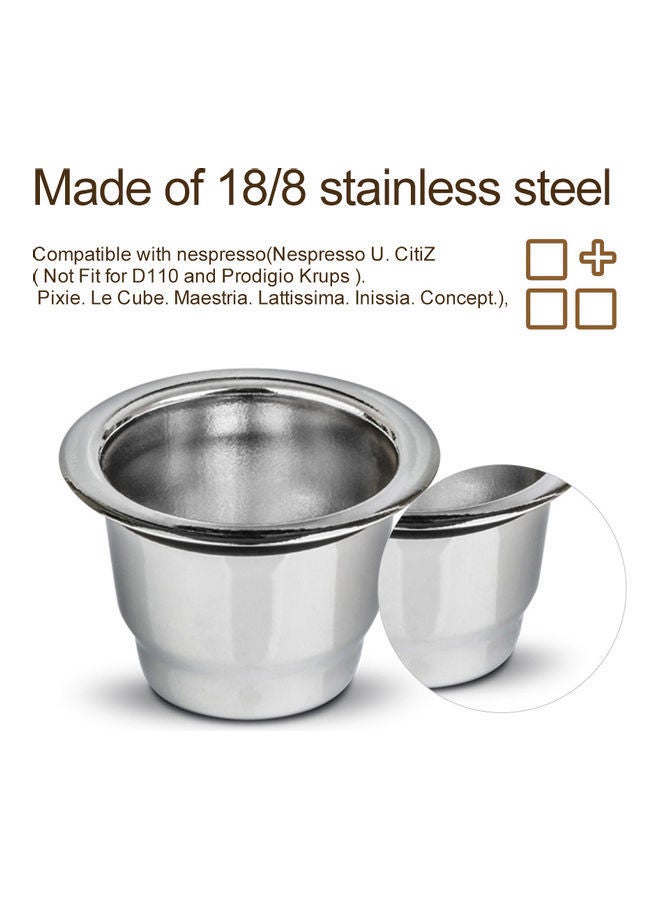 NIBEMINENT Stainless Steel Refillable Milk Foam Pod Wit Disposable Aluminium Foil Cover Silver 10x5.5x5.5cm - Image 4