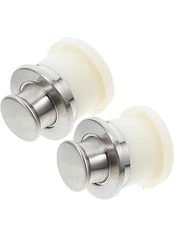 2Pcs Silver Zinc Alloy Invisible Retractable Spring Handles Cabinet Door Pulls - Image 1