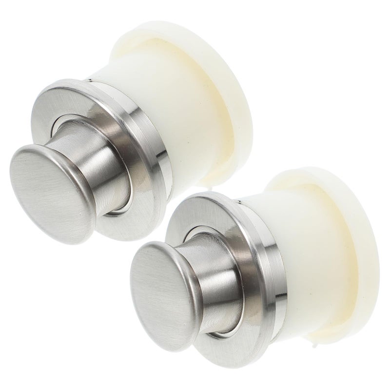 2Pcs Silver Zinc Alloy Invisible Retractable Spring Handles Cabinet Door Pulls - Image 2