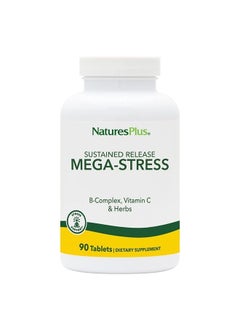 Nature's Plus NaturesPlus Mega-Stress Complex, Sustained Release - 90 Vegetarian Tablets - B Complex, Vitamin C Supplement, Chamomile & Herbs - Gluten-Free - 90 Servings  - Image 1