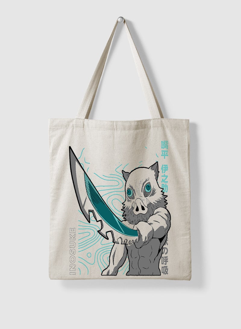 LOWHA Polyester Tote Bag with Shoulder Straps and Inosuke Anime Pattern  - Image 4