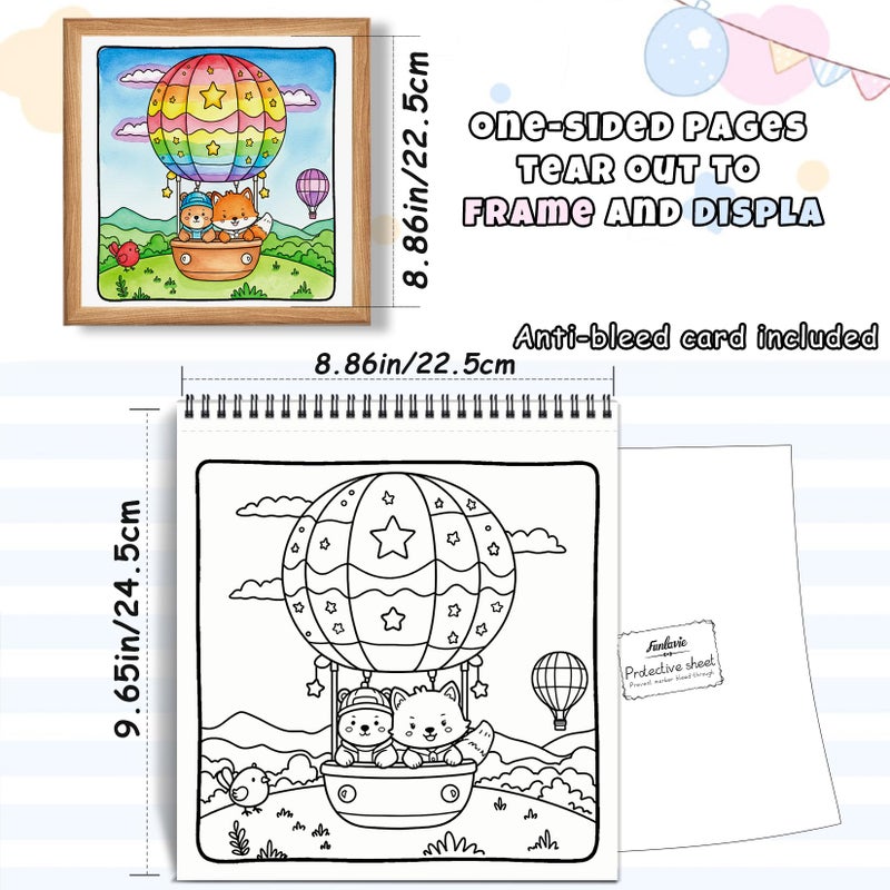 FunLavie Cozy Coloring Book for Adults and Kids â€“ Featuring Fuzzyâ€™s Cute Animal Urban Life Moments, Bold and Easy, Simple Coloring Book for Teen Relaxation & Mindfulness Gift for Women, Spiral Bound Design - Image 3