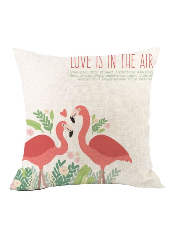NIBEMINENT Flamingo Printed Cushion Cover White/Pink/Green 45x45cm