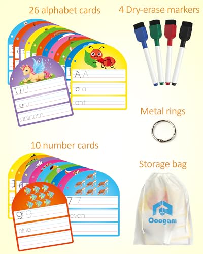 Coogam Handwriting Practice Copybook Write and Erase Alphabet Number Learning Materials Educational Tracing Letters for PreK Homeschool Student Kids Age 36 - Image 5