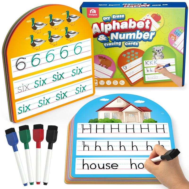 Coogam Handwriting Practice Copybook Write and Erase Alphabet Number Learning Materials Educational Tracing Letters for PreK Homeschool Student Kids Age 36 - Image 3