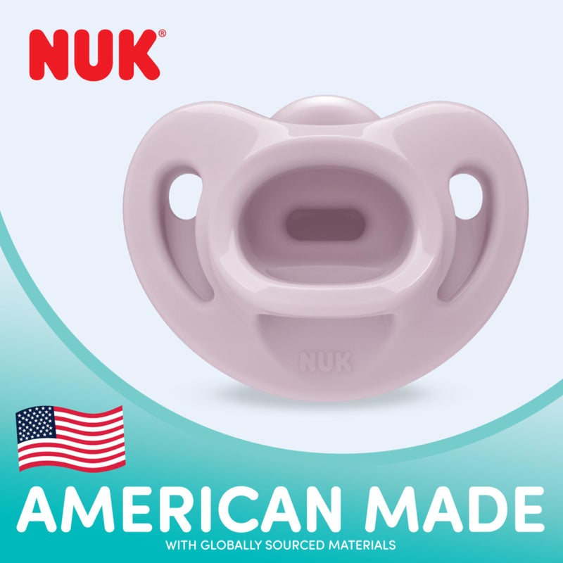 NUK 100% Silicone Comfy Orthodontic Pacifiers, 0-6 Months, Blue Fashion, Timeless Collection, 5 Count - Image 3