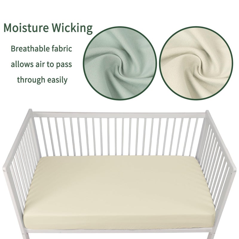 GUNTAIL Baby Crib Sheets for Boys Girls, 2 Pack Fitted Crib Sheet for Standard Crib and Toddler Mattress, Soft Microfiber Baby Sheet 52x28x8in (Brown & Green) - Image 3