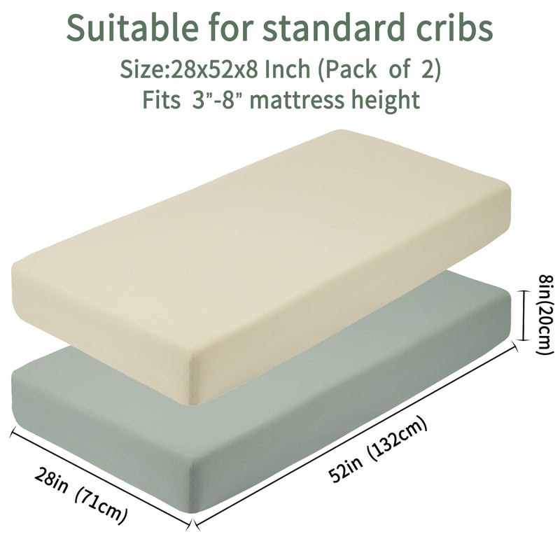 GUNTAIL Baby Crib Sheets for Boys Girls, 2 Pack Fitted Crib Sheet for Standard Crib and Toddler Mattress, Soft Microfiber Baby Sheet 52x28x8in (Brown & Green) - Image 5