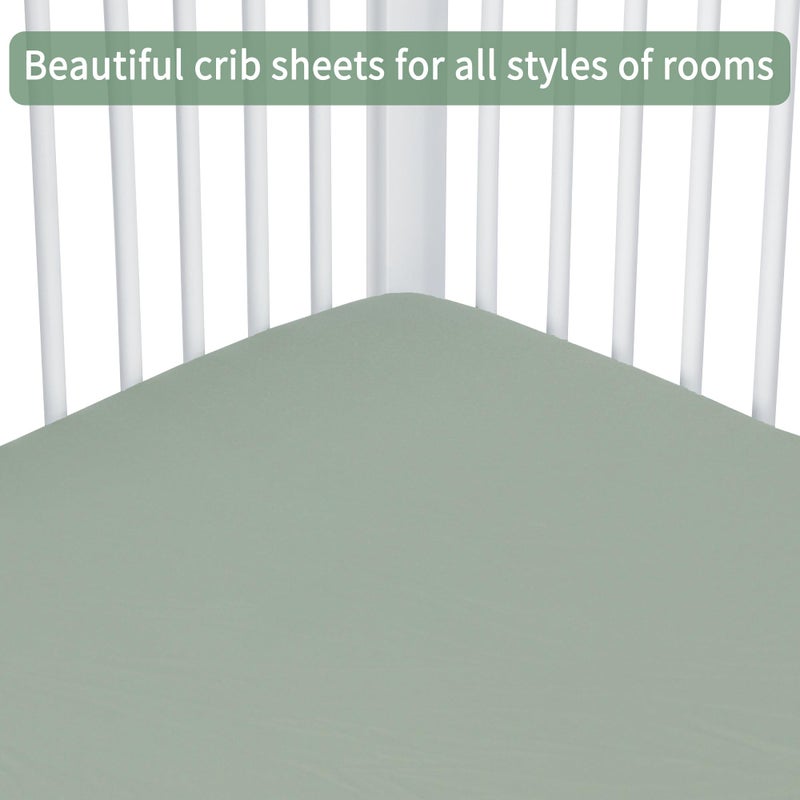 GUNTAIL Baby Crib Sheets for Boys Girls, 2 Pack Fitted Crib Sheet for Standard Crib and Toddler Mattress, Soft Microfiber Baby Sheet 52x28x8in (Brown & Green) - Image 4