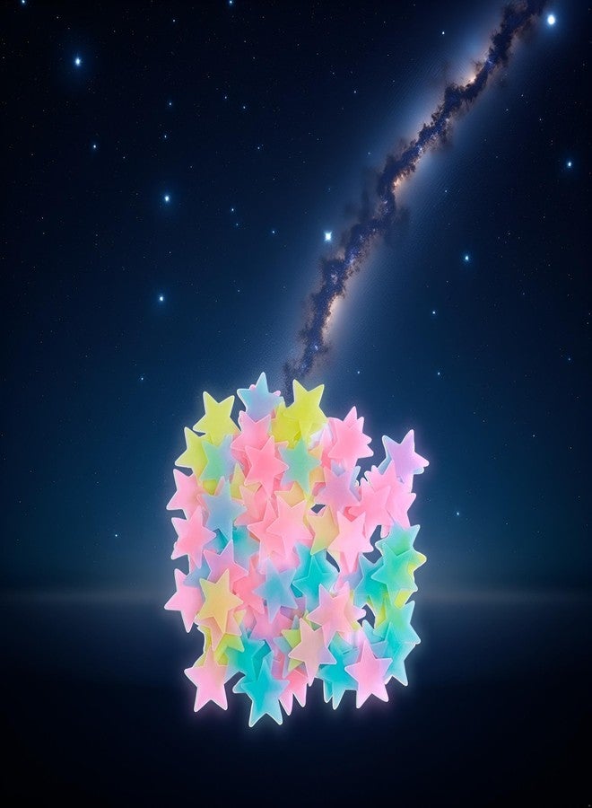 Sluswallow 100Pcs Multicolor Glow in The Dark Luminous Stars Fluorescent Noctilucent Plastic Wall Stickers Murals Decals Kids' and Baby for Home Art Decor Kids Bedroom Room Decorations - Image 5