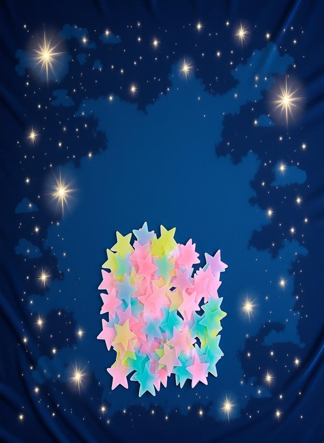 Sluswallow 100Pcs Multicolor Glow in The Dark Luminous Stars Fluorescent Noctilucent Plastic Wall Stickers Murals Decals Kids' and Baby for Home Art Decor Kids Bedroom Room Decorations - Image 3