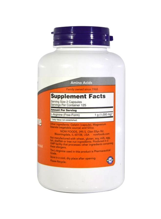 Now Foods L-Arginine 500 Mg Amino Acids - 250 Capsules - Image 2