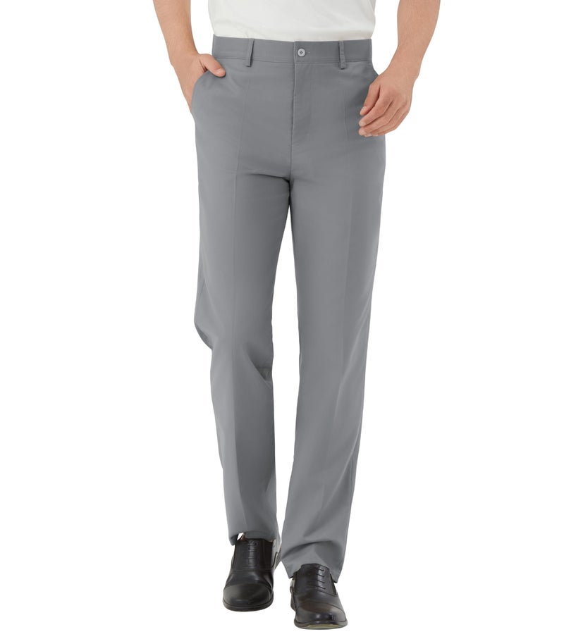 Idtswch Men's Tall Classic Fit Flex Flat Front Dress Pants Formal Pants for Business & Office Grey - Image 1