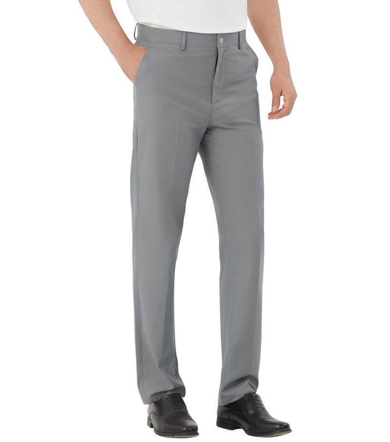 Idtswch Men's Tall Classic Fit Flex Flat Front Dress Pants Formal Pants for Business & Office Grey - Image 2
