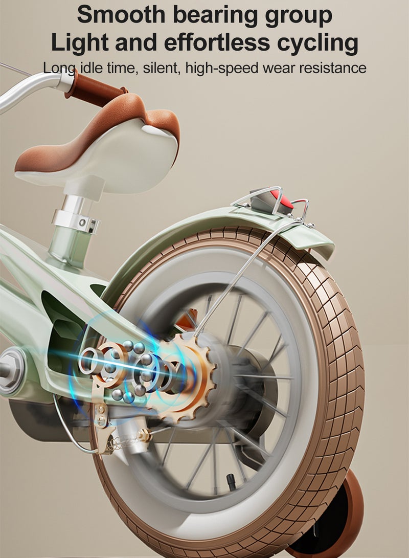 16 inch Kids Bicycle, Lightweight Magnesium Alloy Kids Bicycle, with Training Wheels, Adjustable Seat and Basket, for Children's 2-7 Year Boys and Girls