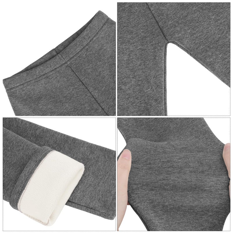 Resinta 2 Pack Girls Winter Cotton Fleece Lined Leggings Thick Thermal Tights Warm Full Length Pants for Kids Black, Dark Grey - Image 2